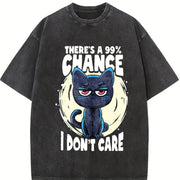 99 Percent Chance I Don't Care Vintage Washed T-Shirt in Black
