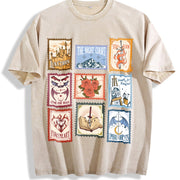SJM Books Stamp Acotar Tog Crescent City for Bookish Fan Vintage Washed T-Shirt in Beige