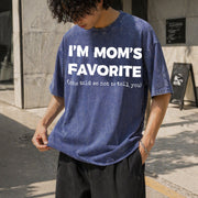 Moms Favorite Son Daughter I'm Mom's Favorite Golf Vintage Washed T-Shirt in Blue