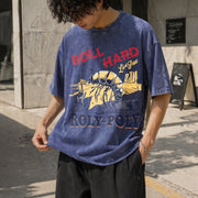 Roly-poly Cowboy Rodeo Cowgirl Vintage Washed T-Shirt in Blue