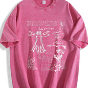 Da Vinci Vitruvian Man Vintage Washed T-Shirt in Red