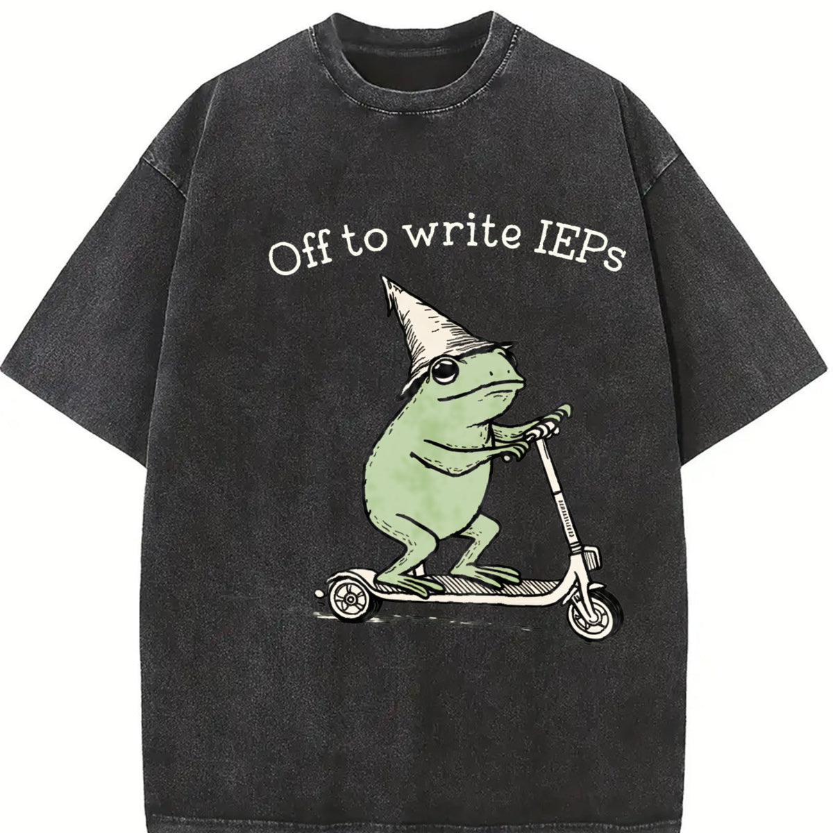 School Psychologist Special Education Counselor IEP Frog Vintage Washed T-Shirt in Black