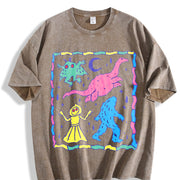 Weird Character Party Vintage Washed T-Shirt in Brown