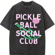 Pickleball Social Club Vintage Washed T-Shirt in Black