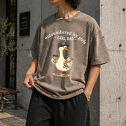 Girl Dad Outnumbered by Girls Vintage Washed T-Shirt in Brown