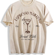 Espresso Martini Social Club vintage washed oversized T-shirt in Beige