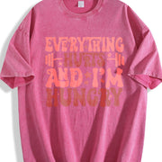 Everything Hurts And I'm Hungry Workout Gym Club vintage washed oversized T-shirt in Red