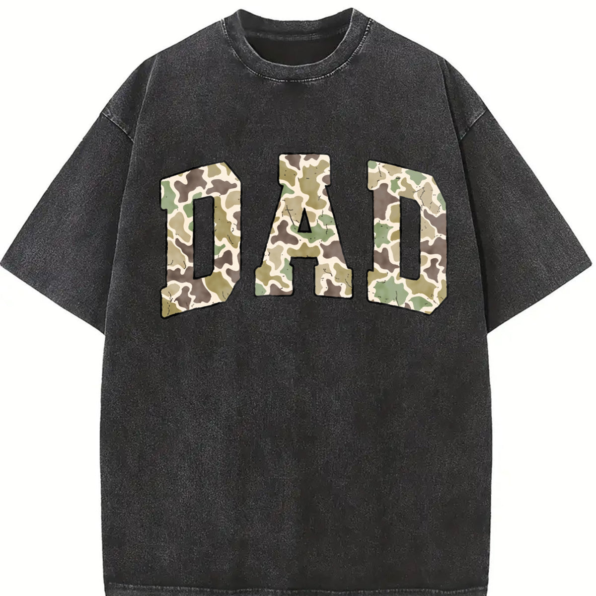 Camo Dad Fathers Day for Dad Vintage Washed T-Shirt in Black