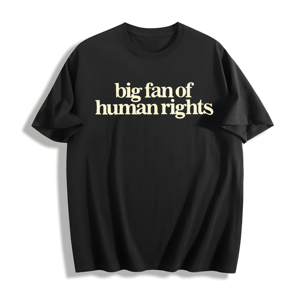Big Fan of Human Rights Minimalist Cotton T-Shirt in Black