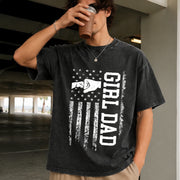 Girl Dad Proud Dad of Girl Vintage Washed T-Shirt in Black