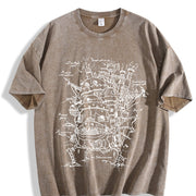 Howl’s Moving Castle Studio Ghibli Anime vintage washed oversized T-shirt in Brown