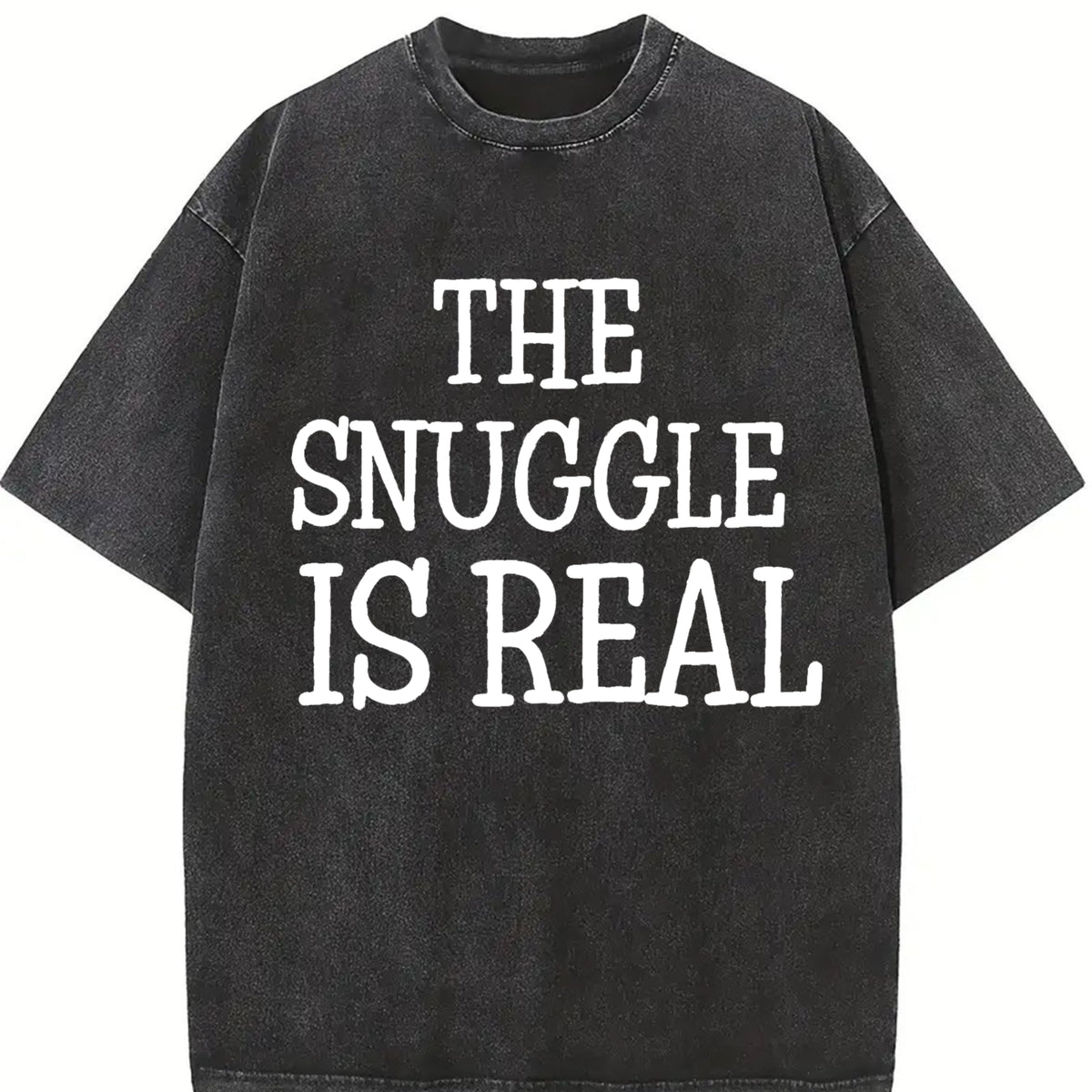 The Snuggle Is Real Vintage Washed T-Shirt in Black