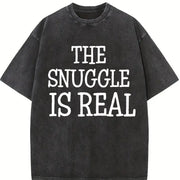 The Snuggle Is Real Vintage Washed T-Shirt in Black