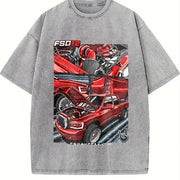 ZestLoop Red Truck Build Blend for Diesel Truck Builders Vintage Washed T-Shirt in Gray