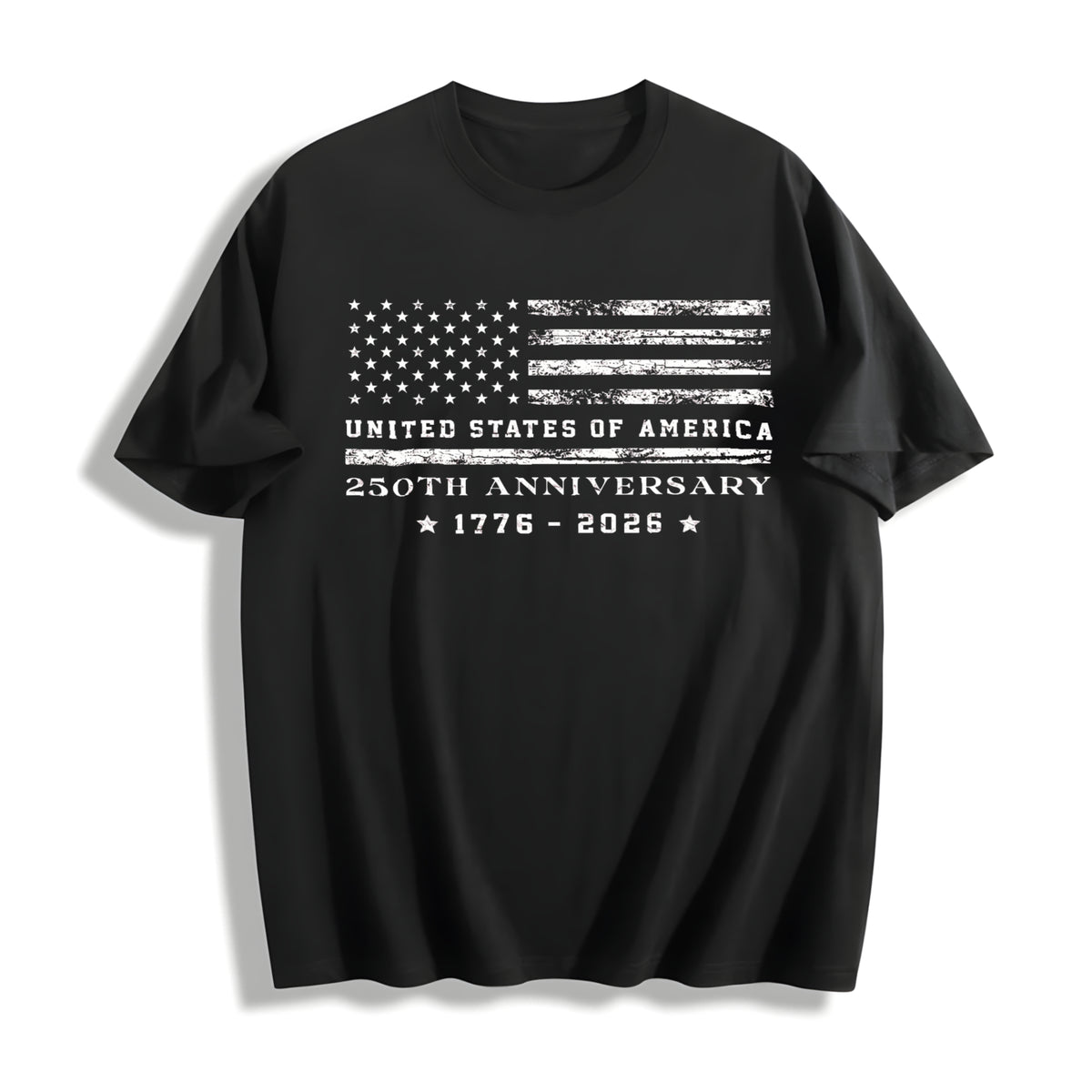 250th America Anniversary Cotton T-Shirt in Black
