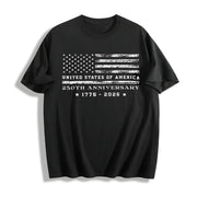250th America Anniversary Cotton T-Shirt in Black