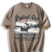 Retro Protect Our National Parks Vintage Washed T-Shirt in Brown