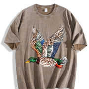 Faux Rhinestone Mallard Duck Flying : Hunting Lover vintage washed oversized T-shirt in Brown
