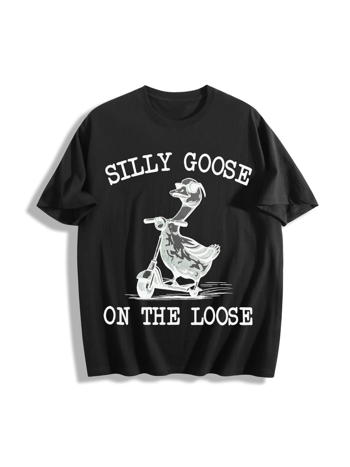 Silly Goose on the Loose Cotton T-Shirt in Black