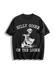 Silly Goose on the Loose Cotton T-Shirt in Black