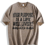 Your Purpose Mental Health Awareness Slogan White Vintage Washed T-Shirt in Brown