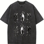 Dancing Frog 90s Tattoo Vintage Washed T-Shirt in Black