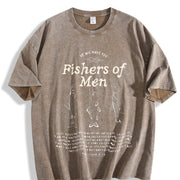 Fishers of Matthew 4:19 Jesus Vintage Washed T-Shirt in Brown