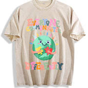Everyone Communicates Differently Vintage Washed T-Shirt in Beige