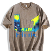Sleeveless Tank HUK Tie Dye Arrow Logo Vest Vintage Washed T-Shirt in Brown
