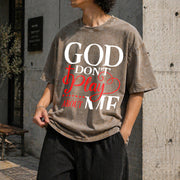 God Dont Play About Me Inspirational Faith Christ Vintage Washed T-Shirt in Brown