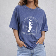 They Didn't Burn Witches vintage washed oversized T-shirt in Blue