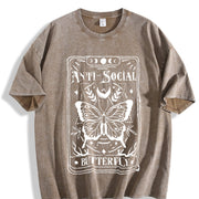 Anti-Social Butterfly Tarot vintage washed oversized T-shirt in Brown