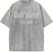 Godfather Est 2022 Fathers Day Vintage Washed T-Shirt in Gray