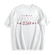 Patriotic USA V Neck Cotton T-Shirt in White