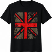 Distressed Union Jack Cotton T-Shirt in Black