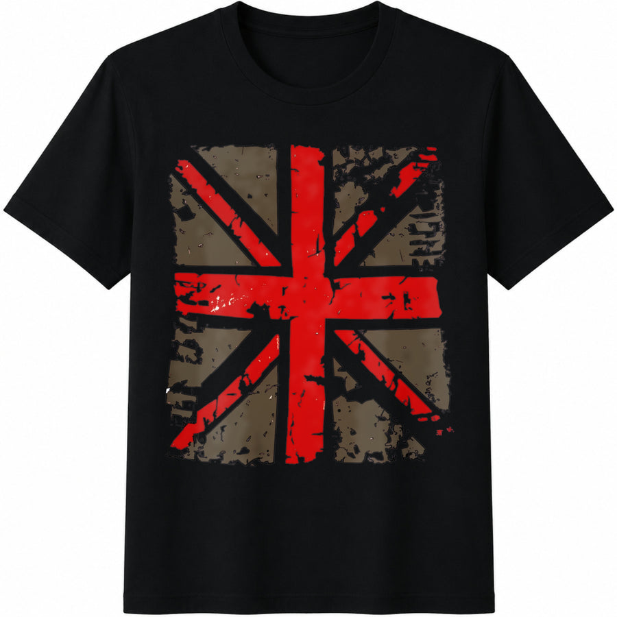 Distressed Union Jack Cotton T-Shirt in Black