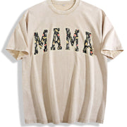 Floral Mama Strong Woman Vintage Washed T-Shirt in Beige