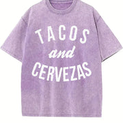 Tacos and Cervezas for Sarcastic Humor Classic Cinco De Vintage Washed T-Shirt in Purple