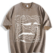 Dolphins ®Ocean 90s Vintage Washed T-Shirt in Brown