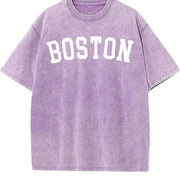 Boston University Massachusetts Vintage Washed T-Shirt in Purple