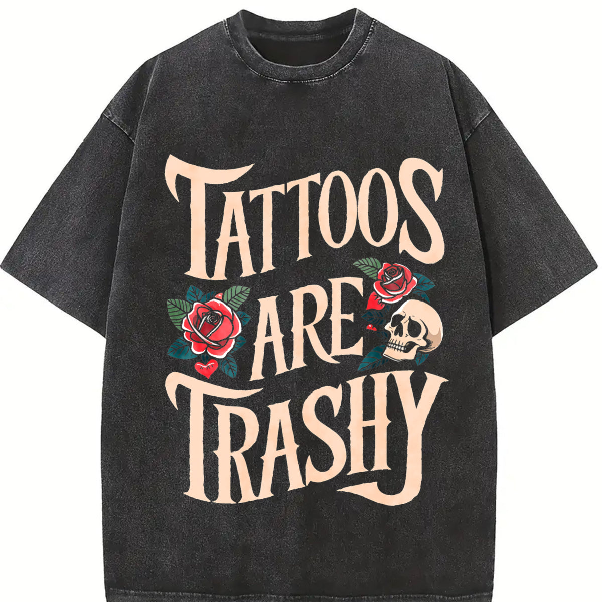 Tattoos Are Trashy Vintage Washed T-Shirt in Black