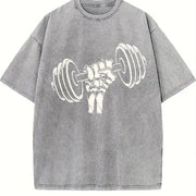 Barbell Fist Vintage Washed T-Shirt in Gray