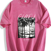 Faded Pure Short-sleeve Vintage Washed T-Shirt in Red