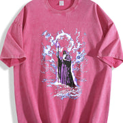 Retro Wizard Dark Fantasy Vintage Washed T-Shirt in Red