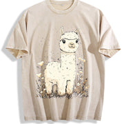 Camel Fashionable Vintage Washed T-Shirt in Beige