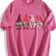 Valentine's Day Loose Basic Vintage Washed T-Shirt in Red