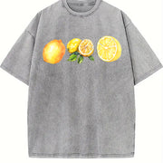 Lemon 90s Retro ® Y2k Lemon Cute Vintage Washed T-Shirt in Gray
