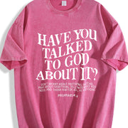 Have You Ever Talked to God about This? God Christianity vintage washed oversized T-shirt in Red