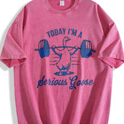 Today I'm a Serious Goose Weightlifting Vintage Washed T-Shirt in Red