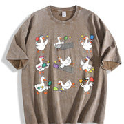 Goose Pickleball Geese Playing Pickleball for Team Vintage Washed T-Shirt in Brown